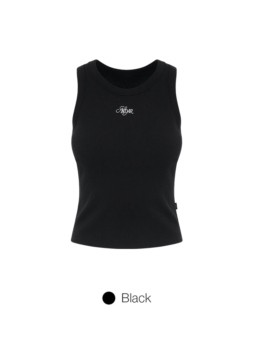 Embroidered Logo Ribbed Sleeveless - Image 3
