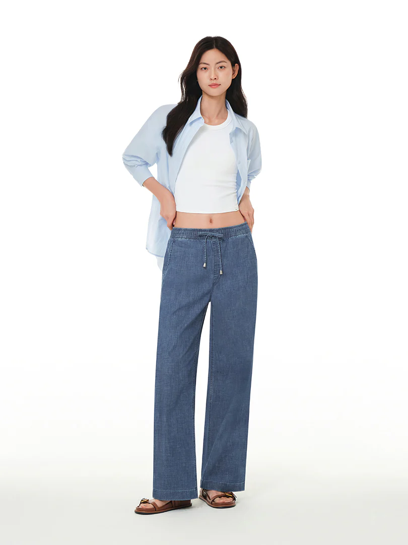 Ice Airdenim Elastic Waist Wide Jeans