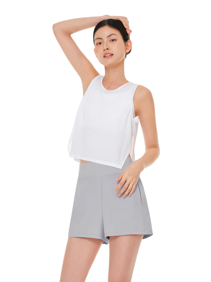 Jacquard Mesh Cropped Sleeveless Cover-Up