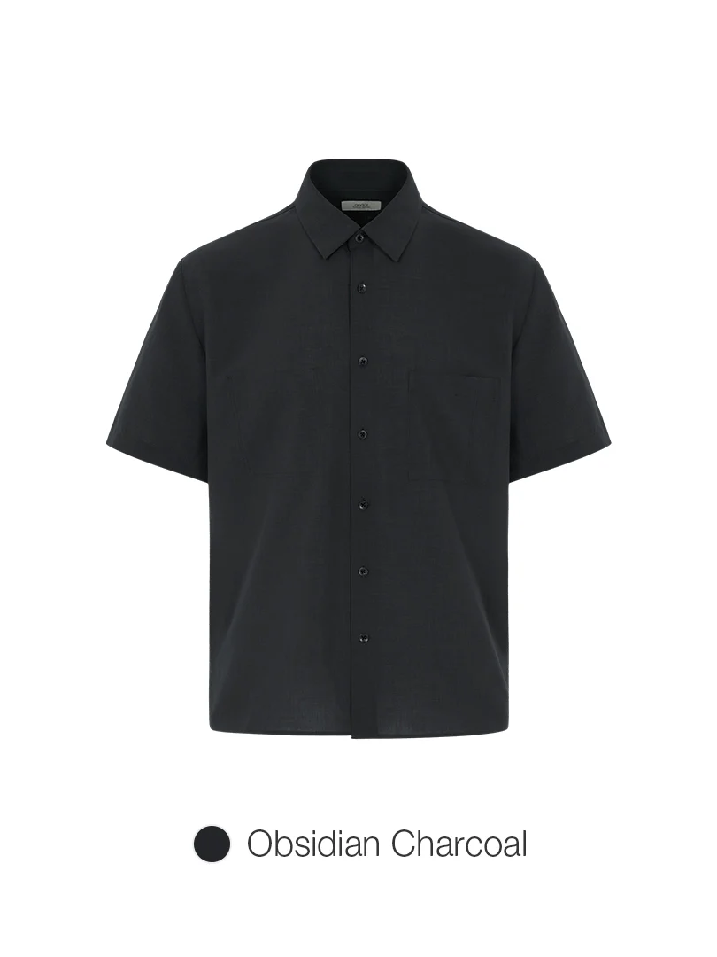 Men's Linen-Like Short Sleeve Shirt - Image 3