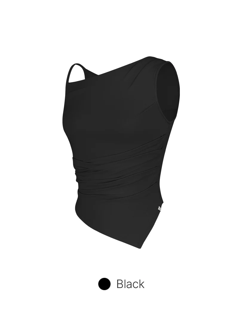 modal Sustainable Asymmetrical Drape Tank Top - Image 8