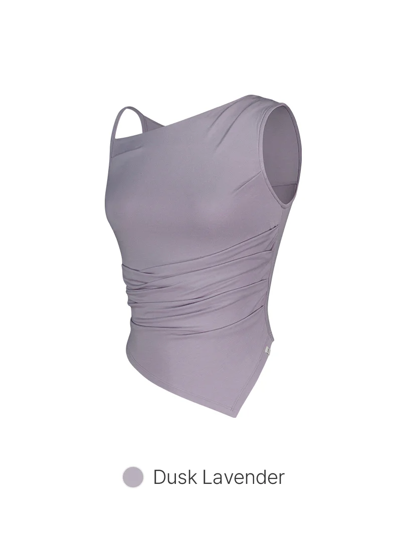 modal Sustainable Asymmetrical Drape Tank Top - Image 9