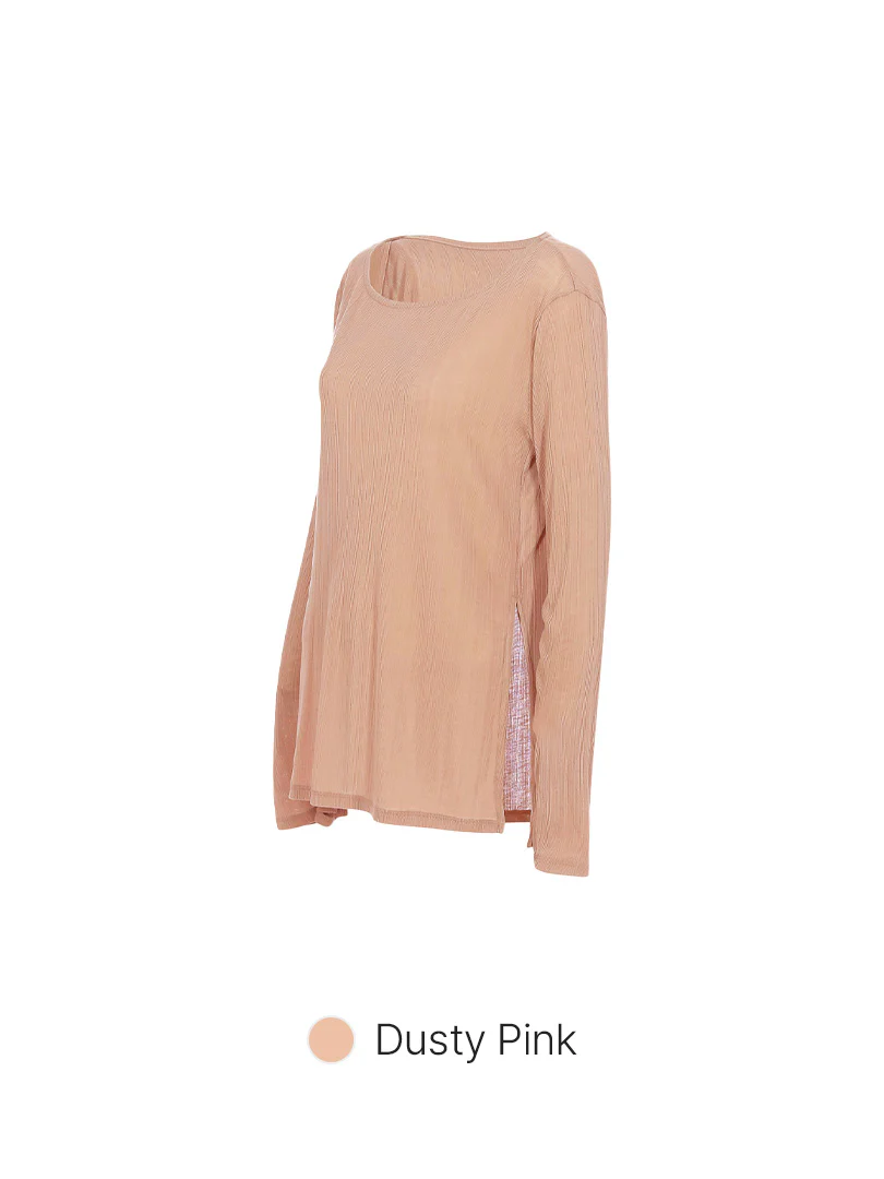 Ribbed Side Slit Long Sleeve - Image 12