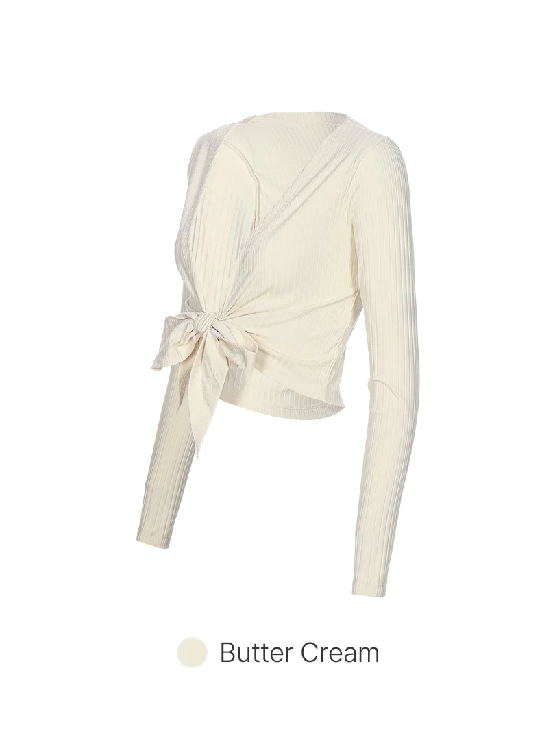 Ribbed Tie-Waist Cropped Long Sleeve - Image 11