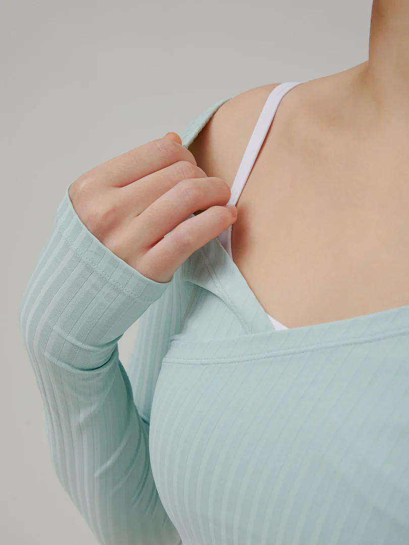 Ribbed Wrap Cropped Long Sleeve - Image 4