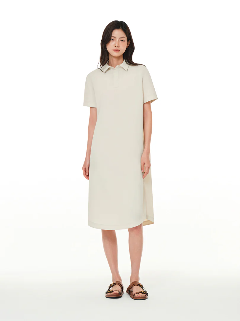 Woven Breeze Polo Neck Maxi Dress